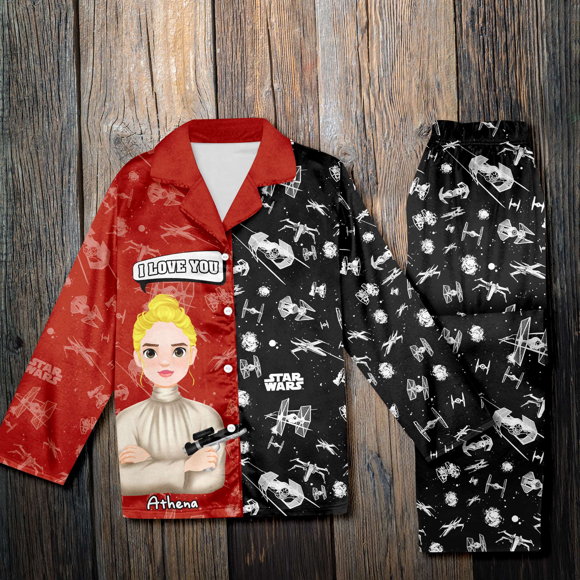 Personalized Star Wars Couple Pajama Set - Custom Button Up PJs Pajama Set PopCulturePrints
