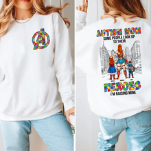 Load image into Gallery viewer, "Heroes I'm Raising" - Personalized Autism Mom Shirt - Custom Gifts for Moms and Grandmas Shirts PopCulturePrints
