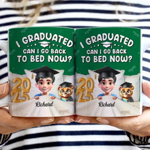 Load image into Gallery viewer, I Graduated, Can I Go Back To Bed Now? - Personalized White Edge-to-Edge Mug - Gift for Graduates, Moms, and Grandmas Mug PopCulturePrints