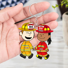 Load image into Gallery viewer, Customized Firefighter Couple Keychain - Perfect Valentine's Day Gifts Keychains PopCulturePrints