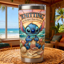 Load image into Gallery viewer, "Knitting is Cheaper Than Therapy" Personalized Tumbler - Custom Gift for Knitting Enthusiasts Tumbler Cup PopCulturePrints