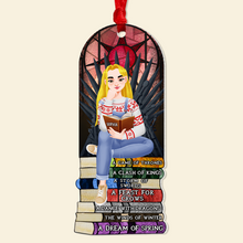 Load image into Gallery viewer, Personalized Book Lover Ornament - Girl on Books Ornament PopCulturePrints