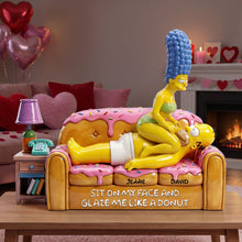 Load image into Gallery viewer, Personalized Couple On Donut Couch Acrylic Plaque - Fun & Quirky Gift for Couples Shaped Plaques PopCulturePrints