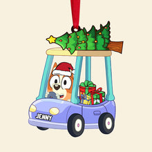 Load image into Gallery viewer, Personalized Kids' Christmas Car Ornament with Cartoon Dog Character Ornament PopCulturePrints