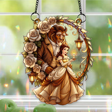 Load image into Gallery viewer, Love Shines Bright - Enchanted Rose Couple Suncatcher | Personalized Gifts for Couples Ornament PopCulturePrints