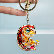 Load image into Gallery viewer, Dino Alphabet Letter Keychain - A Personalized Touch for Dinosaur Fans Keychains PopCulturePrints