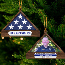 Load image into Gallery viewer, Personalized Memorial Christmas Ornament for Police - Folded Flag Design Ornament PopCulturePrints