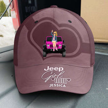 Load image into Gallery viewer, Personalized Jeep Girl Cap with Pink Camo Design Caps PopCulturePrints