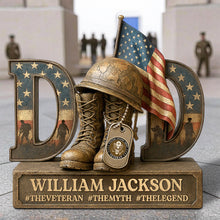 Load image into Gallery viewer, "Honor Dad's Service - Personalized Military Acrylic Plaque" - Custom Gift for Fathers and Grandfathers Shaped Plaques PopCulturePrints