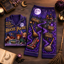 Load image into Gallery viewer, Get in, Sisters! Witchy Night In Pajama Set - Personalized Gift for Halloween Lovers Pajama Set PopCulturePrints