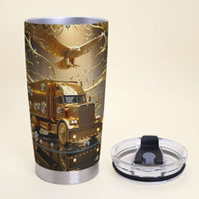 Load image into Gallery viewer, Golden Semi Truck Tumbler - Personalized Gift for Truckers Tumbler Cup PopCulturePrints