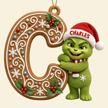 Load image into Gallery viewer, “Spread Holiday Cheer with Personalized Charm” - Whimsical Character Initial Alphabet Ornament - Personalized Christmas Gift