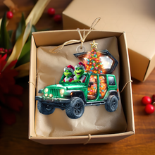 Load image into Gallery viewer, Personalized Couple Christmas Ornament - Festive Jeep Design for Valentine's Day Gifts Ornament PopCulturePrints