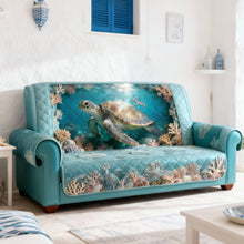 Load image into Gallery viewer, Dive into Serenity - Sea Turtle Quilted Sofa Cover - Personalized Gift for Ocean Lovers Sofa Cover PopCulturePrints