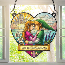 Load image into Gallery viewer, “Link Together Since 2015” - Couple Link Window Hanging Suncatcher Ornament - Personalized Gift for Couples Ornament PopCulturePrints