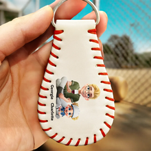 Load image into Gallery viewer, “Daddy's Dream Team” - Personalized Leather Baseball Keychain - Gift for Dad, Grandpa, and Loved Ones Leather Baseball Keychain PopCulturePrints