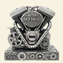 Load image into Gallery viewer, "Rev up Your Passion: Unleash Your Inner Biker - Personalized Acrylic Plaque for Motorcycle Enthusiasts" Shaped Plaques PopCulturePrints