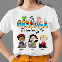 Load image into Gallery viewer, Personalized Summer Grandma Shirt with Kids Names Shirts PopCulturePrints
