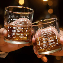 Load image into Gallery viewer, The Man, The Myth, The Legend - Personalized Whiskey Glass Gift for Dads and Legends Whiskey Glass PopCulturePrints
