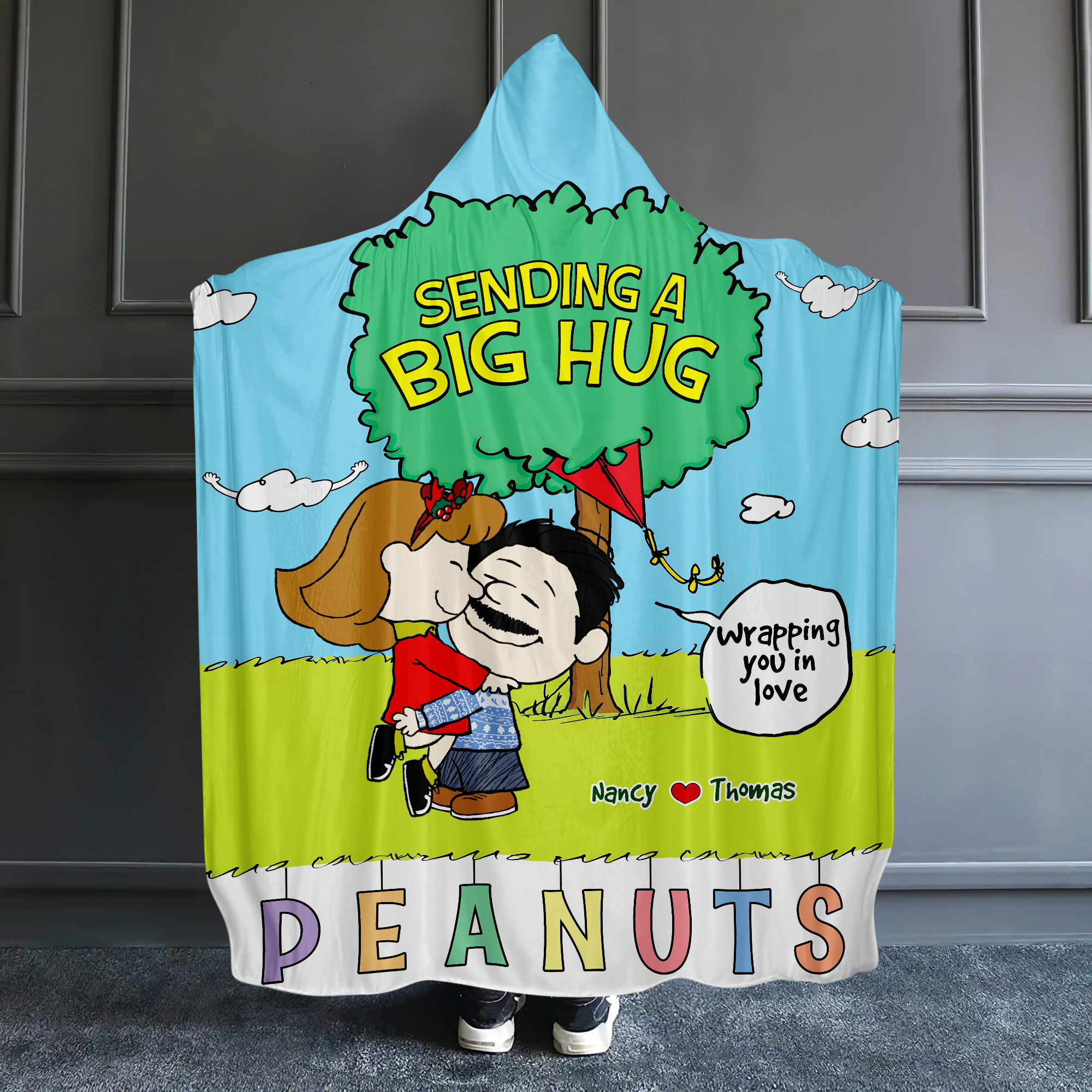 Custom Cartoon Couple Hooded Blanket - Personalized Valentine's Day & Christmas Gift Blanket PopCulturePrints