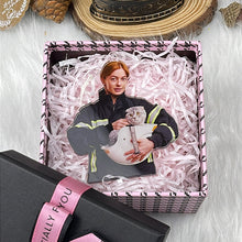 Load image into Gallery viewer, Personalized Firefighter Photo Ornament with Cat Ornament PopCulturePrints