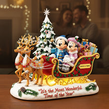 Load image into Gallery viewer, “It’s the Most Wonderful Time of the Year” - Personalized Couple Reindeer Sleigh Acrylic Plaque - Perfect Gift for Couples, Friends, and Family this Christmas Shaped Plaques PopCulturePrints