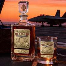 Load image into Gallery viewer, "Soar High with Pride!" - Fighter Aircraft 40th Anniversary Decanter Set - Personalized Gifts for Aviation Enthusiasts Bottle PopCulturePrints