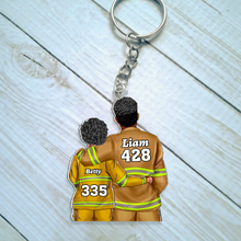 Load image into Gallery viewer, Personalized Firefighter Couple Keychain - Unique Valentine's Day Gifts for Loved Ones Keychains PopCulturePrints