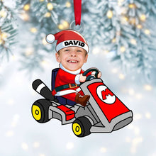 Load image into Gallery viewer, Custom Kid's Karting Photo Ornament - Personalized Christmas Gift Ornament PopCulturePrints