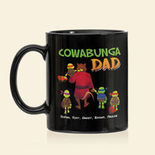 Load image into Gallery viewer, Cowabunga Dad Personalized Coffee Mug With Kids' Names Coffee Mug PopCulturePrints