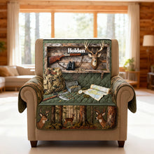 Load image into Gallery viewer, Embrace the Wild - Personalized Deer Hunting Quilted Sofa Cover Sofa Cover PopCulturePrints