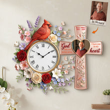 Load image into Gallery viewer, In Memory, God Has You in His Arms - Custom Photo Acrylic Clock for Memorial Hanging Wall Clock PopCulturePrints