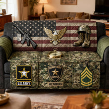 Load image into Gallery viewer, Honor and Duty: Proud Veteran Service Sofa Cover - Personalized Gift for Veterans Sofa Cover PopCulturePrints