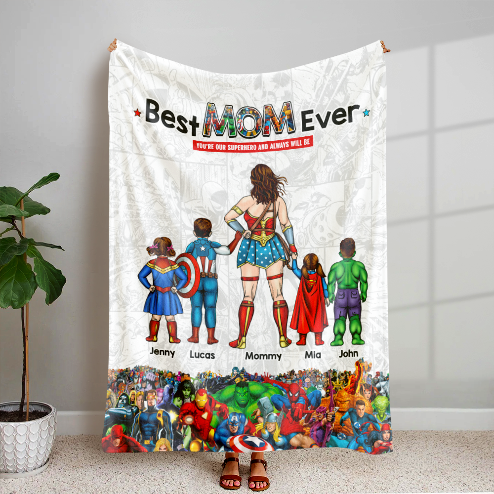 Best MOM Ever Blanket - Personalized Gift for Mom, Grandma, or Any Superhero Blanket PopCulturePrints