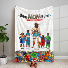Load image into Gallery viewer, Best MOM Ever Blanket - Personalized Gift for Mom, Grandma, or Any Superhero Blanket PopCulturePrints
