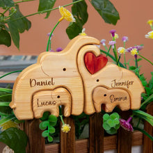 Load image into Gallery viewer, Cherish Family Bonds with Our Personalized Elephant Family Wooden Puzzle Wood Puzzle PopCulturePrints