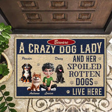Load image into Gallery viewer, Beware A Crazy Dog Lady and Her Spoiled Dogs - Personalized Doormat for Dog Lovers Doormat PopCulturePrints