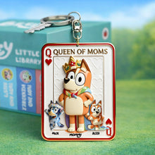 Load image into Gallery viewer, Queen of Moms Keychain - Personalized Gift for Moms and Grandmas Keychains PopCulturePrints