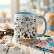 Load image into Gallery viewer, Laughing Seagulls Say 'Mrs. Smith' – Personalized Funny Teacher Life Mug Coffee Mug PopCulturePrints