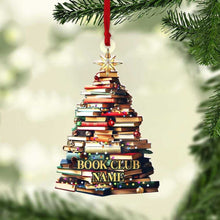 Load image into Gallery viewer, Personalized Christmas Ornament for Book Lovers with Custom Book Club Name Ornament PopCulturePrints