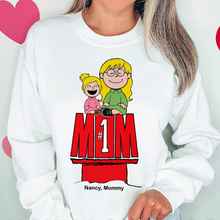 Load image into Gallery viewer, Personalized #1 Mom Sweatshirt with Cartoon Design Shirts PopCulturePrints