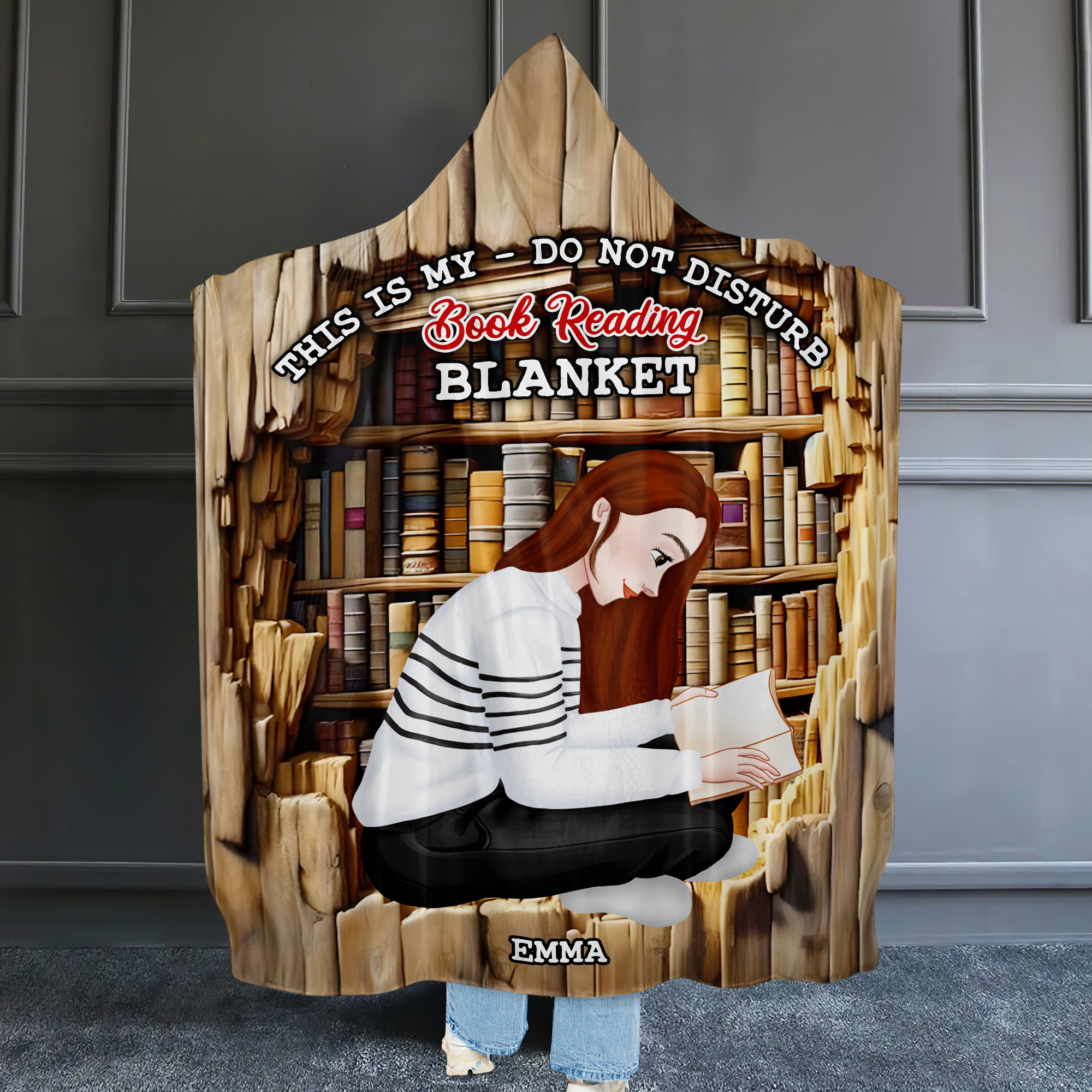 Cozy Personalized Book Lover Blanket Hoodie Blanket PopCulturePrints