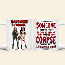 Load image into Gallery viewer, "Partners in Crime" – Personalized Coffee Mug - A Custom Gift for Best Friends, Sisters, or Any Crime-Making Duo Coffee Mug PopCulturePrints