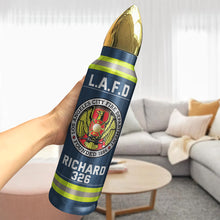 Load image into Gallery viewer, Custom Firefighter Bullet Tumbler - Personalized Fire Station Gift with Name & Number Tumbler Cup PopCulturePrints
