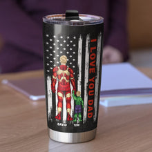 Load image into Gallery viewer, Personalized Superhero Dad Tumbler - Father's Day Gift Tumbler Cup PopCulturePrints
