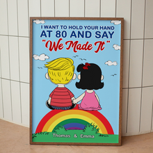Load image into Gallery viewer, Customized Couples Canvas Print - 'We Made It' at 80 Poster & Canvas PopCulturePrints