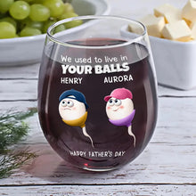 Load image into Gallery viewer, We Used To Live In Your Balls Dad - Personalized Stemless Wine Glass Wine Glass PopCulturePrints