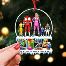 Load image into Gallery viewer, Personalized Family Acrylic Ornament: Superhero Theme for 2024 Ornament PopCulturePrints