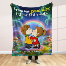 Load image into Gallery viewer, Personalized Couple Blanket: From Our First Kiss to Our Last Breath Blanket PopCulturePrints