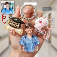 Load image into Gallery viewer, Celebrate Your Achievement: Proud Nurse Graduate Tag Keychain - Personalized Custom Photo Gift for Nurses Keychains PopCulturePrints